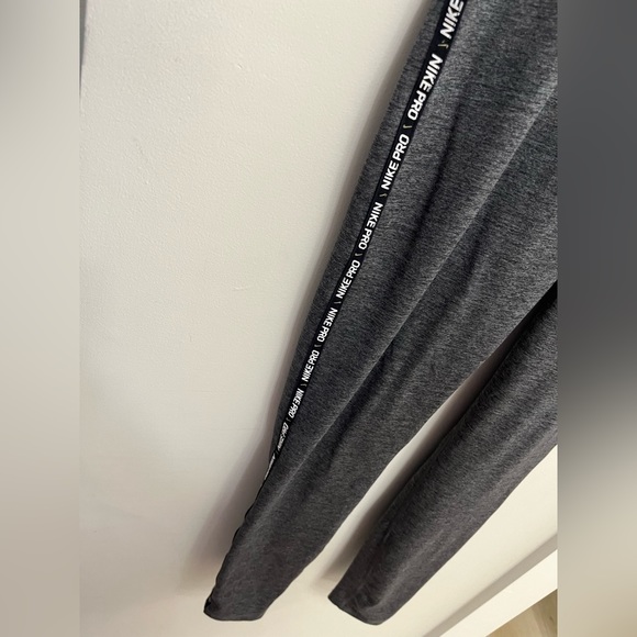 NikePro Gray Leggings with metallic gold and black trim SMALL - Picture 4 of 8